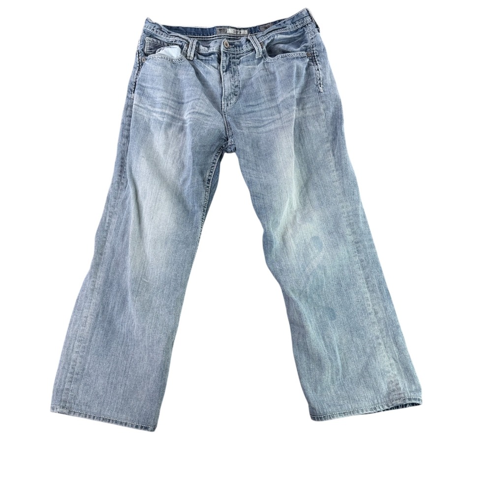 BKE Seth Jeans Men 36x30 Light Wash Blue Relaxed Wide Leg Denim 100% Cotton